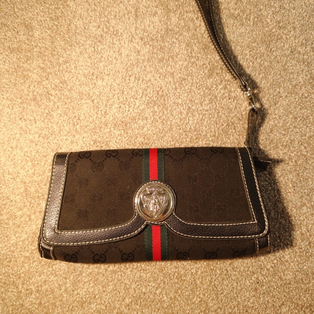 Gucci Wristlet with Red and Green Stripes